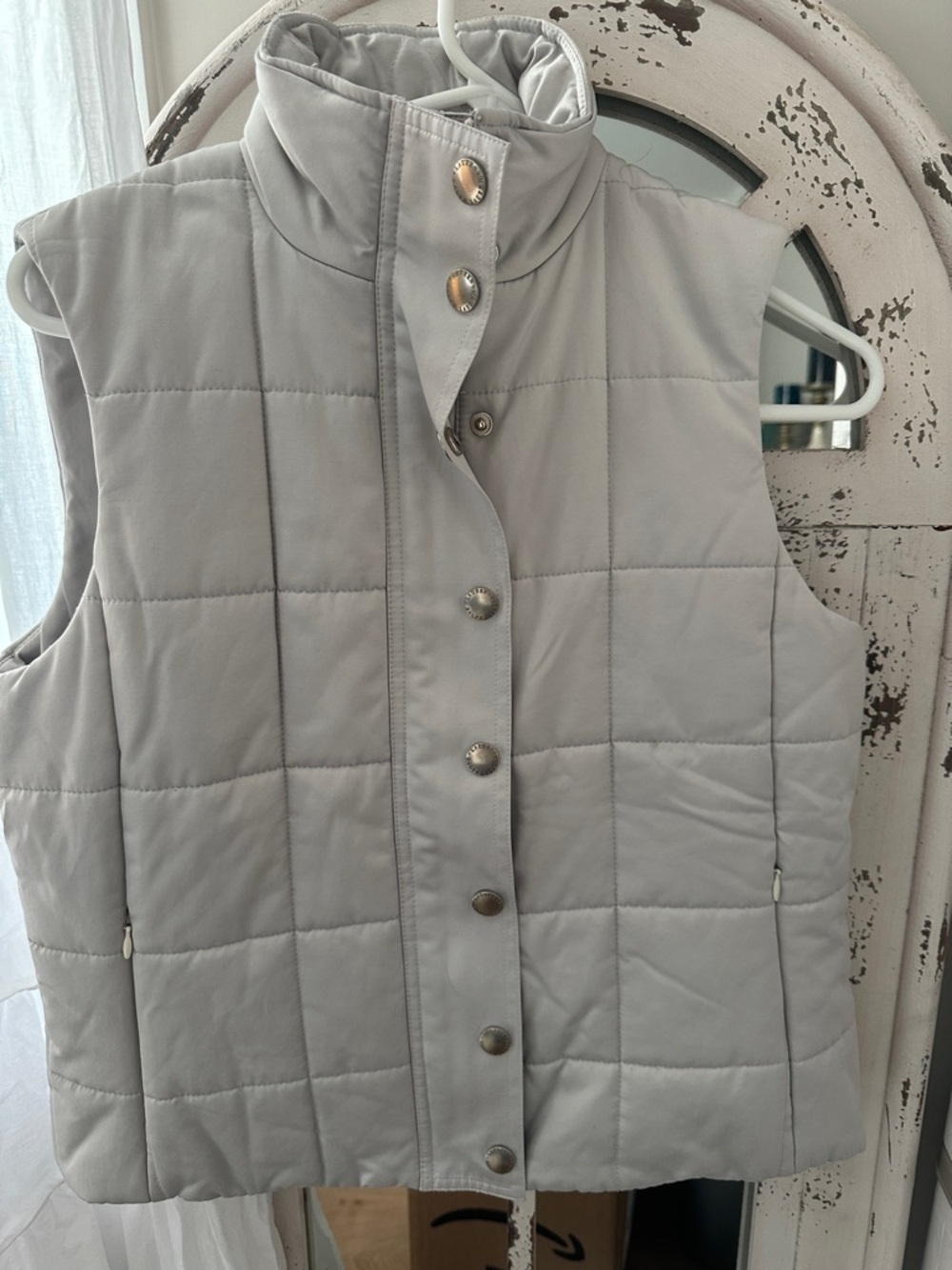 Ralph Lauren Light Gray Quilted Stand-Collar Puffer Vest